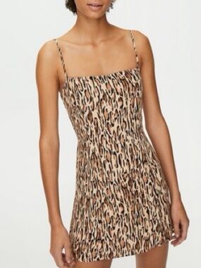 Aritzia Sunday Best Leopard Chiara Side Slit Mini Dress Size 4